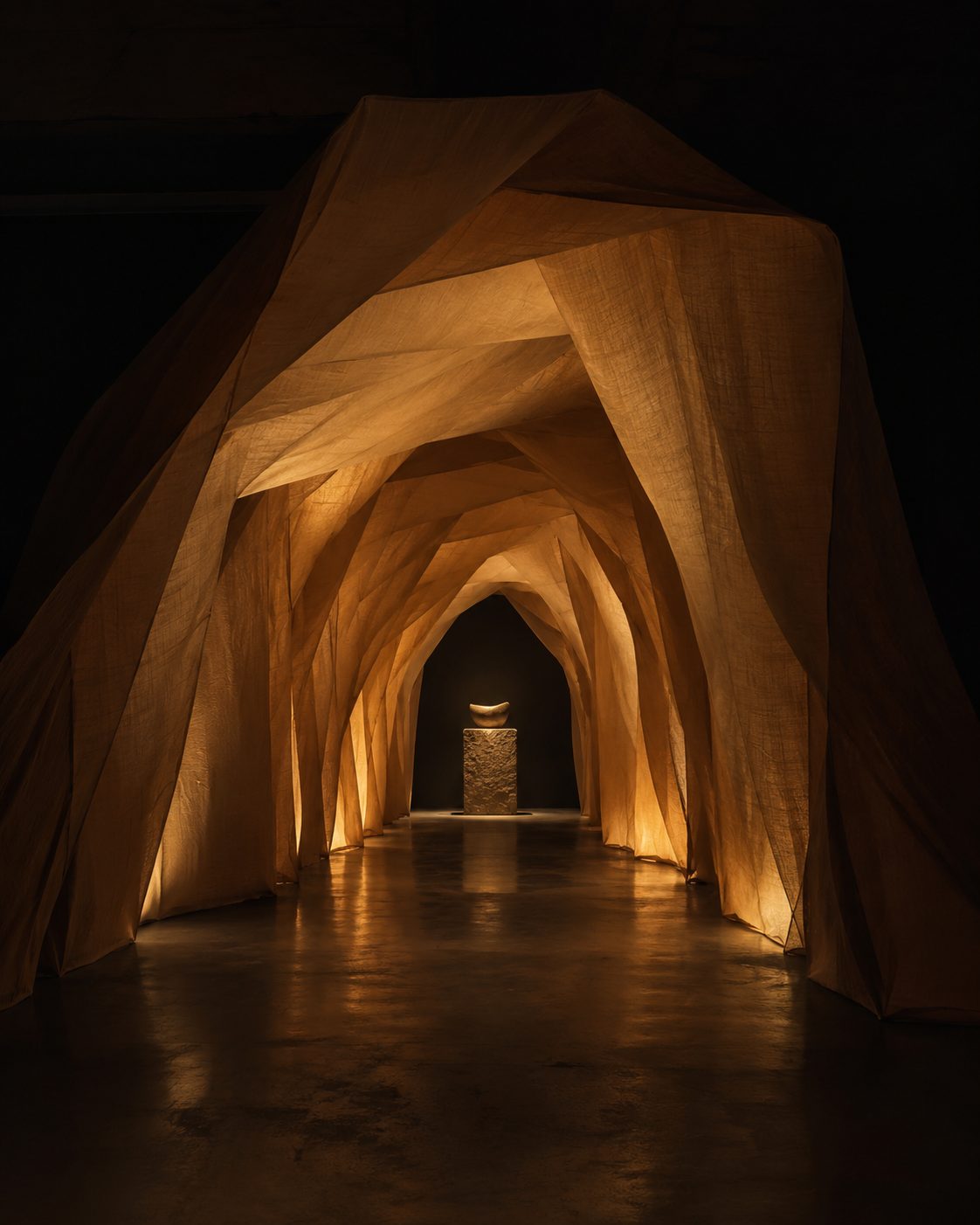 Concept render, a glowing fabric vault